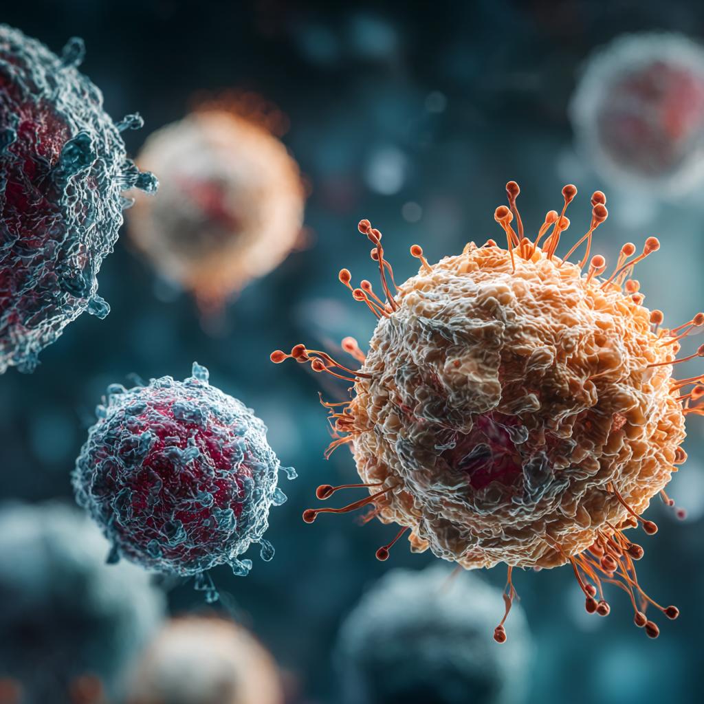 Viral and molecular structures representing infectious diseases and immune response
